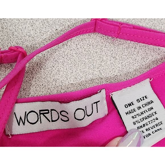 Words Out Fuchsia Pink Adjustable Spaghetti Strap Tank Top One Size Lightweight - Picture 4 of 4